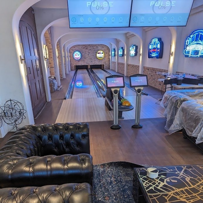 Commercial bowling venue hardwood flooring